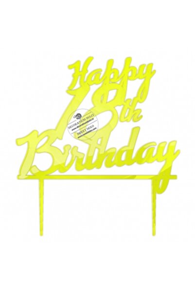 Decoratiuni Dulci Διακοσμητικό τοπερ για τα 18α γενέθλια, πλεξιγκλάς - Galben