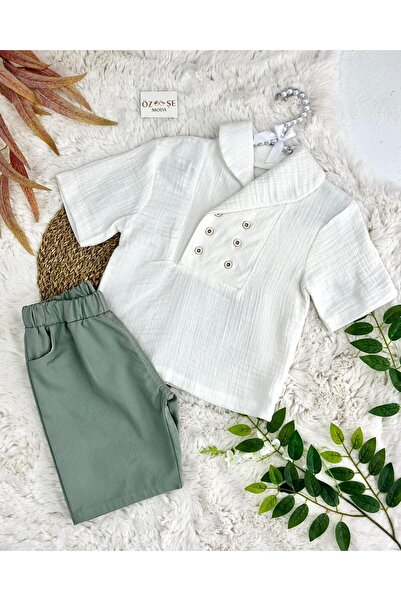 ÖZSEMODA Unisex Muslin Shirt Shorts Set