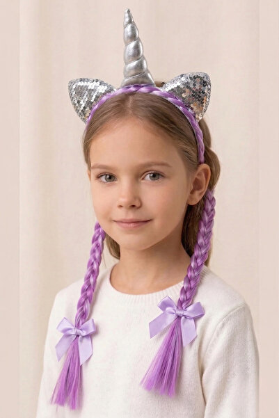 PETEK AKSESUAR Κοριτσίστικη κορδέλα μαλλιών με πλεκτό στέμμα μονόκερου