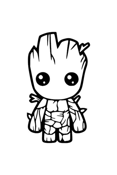 OEM Autocolant auto 'Baby Groot', 10cm, Negru