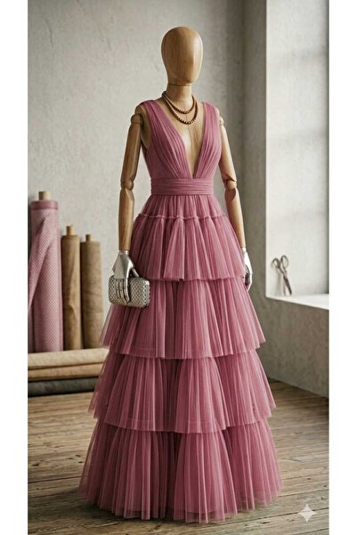 TESATURI OUTLET Fine Hayal Τούλι πλάτους 3 μέτρων, Ροζ Χρώμα