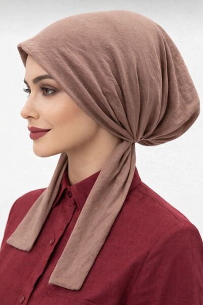erasra class Scarf Bonnet Cotton Fabric Non-Slip Mink Color
