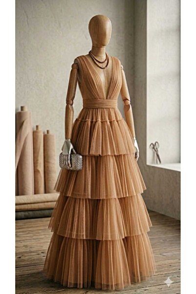 TESATURI OUTLET Coupon 3 meters of fine Hayal Tulle 3 meters wide, Nude color