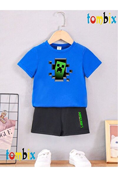 tombix Green Shape Printed T-Shirt Shorts Summer Children's Set