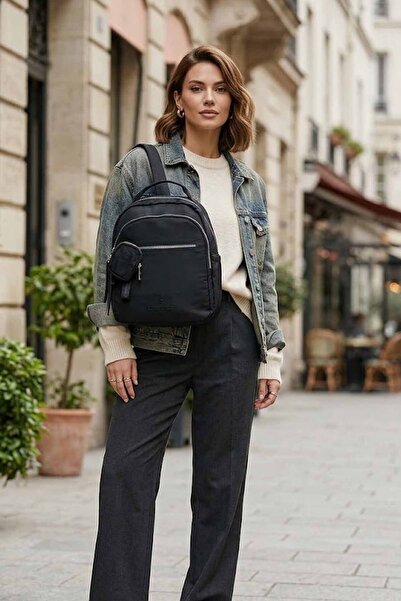 lumberjack Black Backpack with Mini Wallet Detail