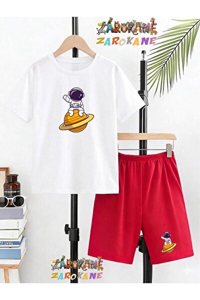 ZAROKANE Yellow Planet-Astronaut Printed Top and Shorts/T-Shirt Summer Childr...