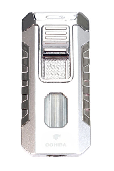 COHİBA 3 Torch Pürmüz Gümüş Metal Puro Çakmağı