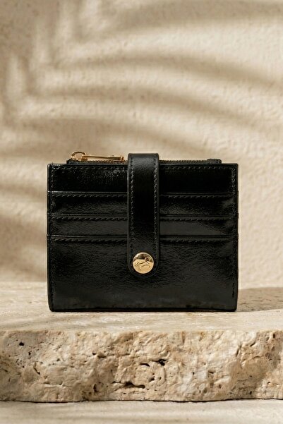 InStyle Card Holder Compartment Snap Detail Women's Wallet Black