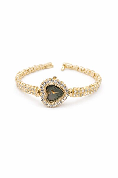 DOĞA KUTUSU Heart Formula, Crystal Stone, Luxury, Gold Women's Wristwatch