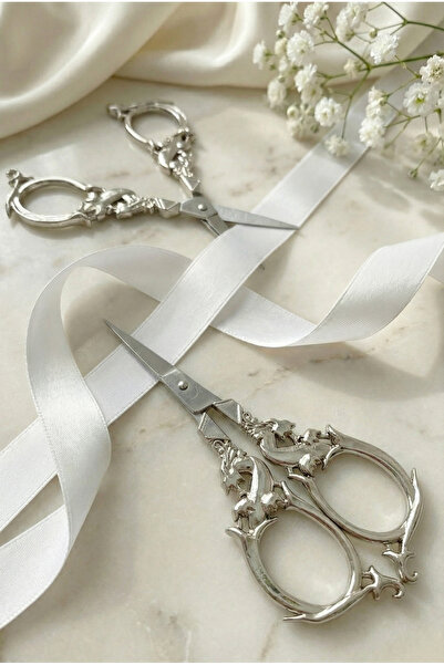 ZEYMERADE Ψαλίδι αρραβώνων Ασημένιο, Ανοιγόμενη κορδέλα Ειδική Ημέρα Κεντήματ...