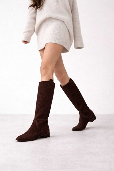 POTEEN Ptn Eliz Γυναικείες καλοκαιρινές μπότες με κοντό τακούνι από σουέντ με...