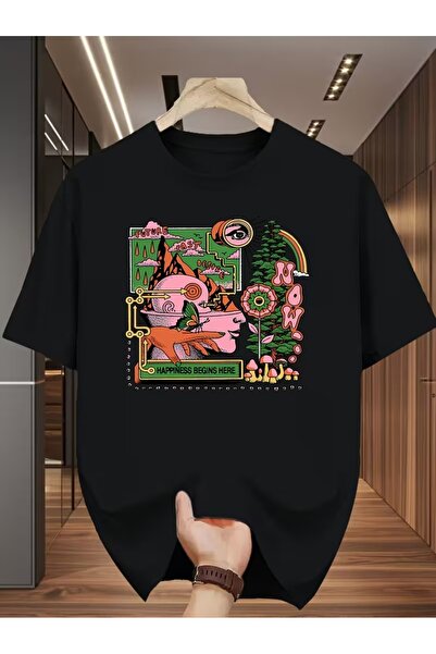 AEMİ Unisex Printed Oversized T-shirt με Κοντό Μανίκι