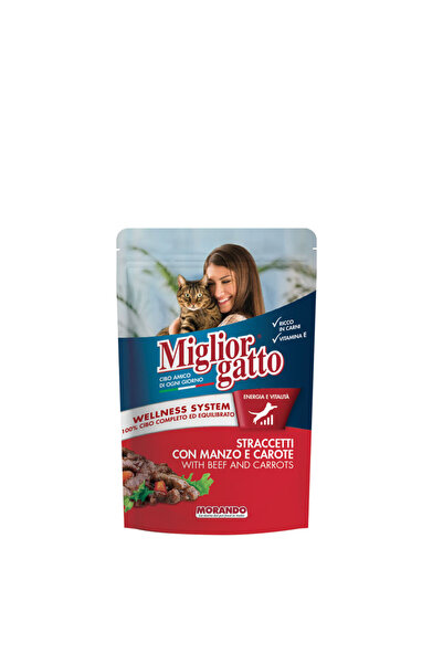 MORANDO MigliorGatto Biftek & Havuç Parçalı Pouch 100Gr. 24 ADET