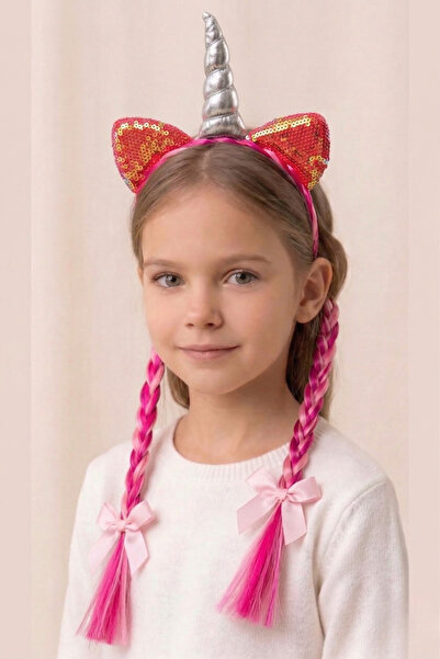 PETEK AKSESUAR Κοριτσίστικη κορδέλα μαλλιών με πλεκτό στέμμα μονόκερου