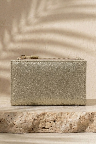 InStyle Κομψό Γυναικείο Πορτοφόλι με Παγιέτες Χρυσό
