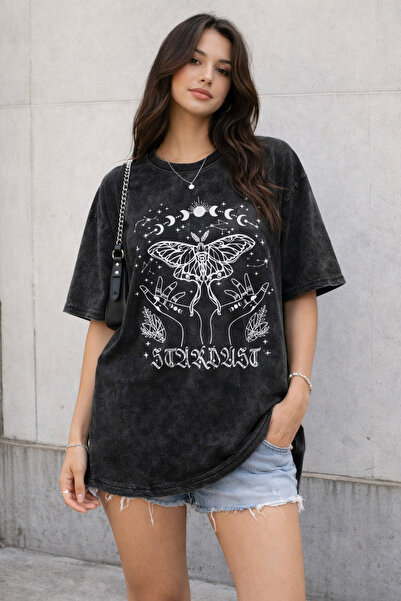 ZAVIXO Γυναικείο μπλουζάκι ανθρακί με ξεθωριασμένο εφέ 9