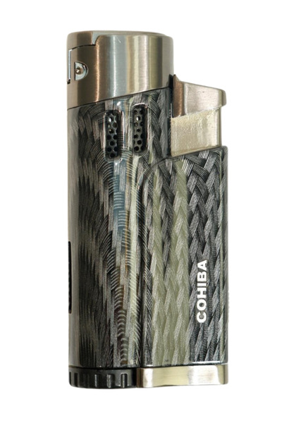 COHİBA 4 Torch Pürmüz Delicili Karbon Desenli Metal Puro Çakmağı