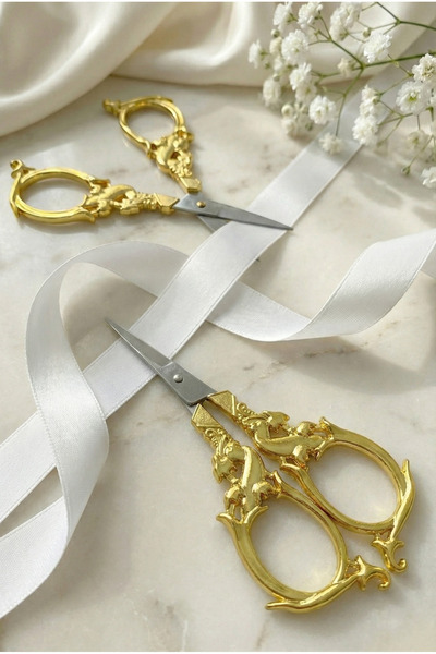 ZEYMERADE Ψαλίδι Κεντήματος Söz Nişan Χρυσό, με άνοιγμα κορδέλας, για ειδικές...