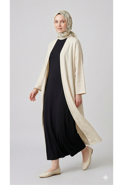 YAZGI MODA Kadın Siyah Sıfır Kol Uzun İçlik Elbise
