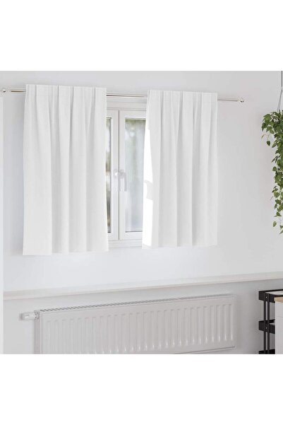 vidaxl Κουρτίνες Μαύρης Ύφανσης με Δαχτυλίδια 2 pcs Λευκό