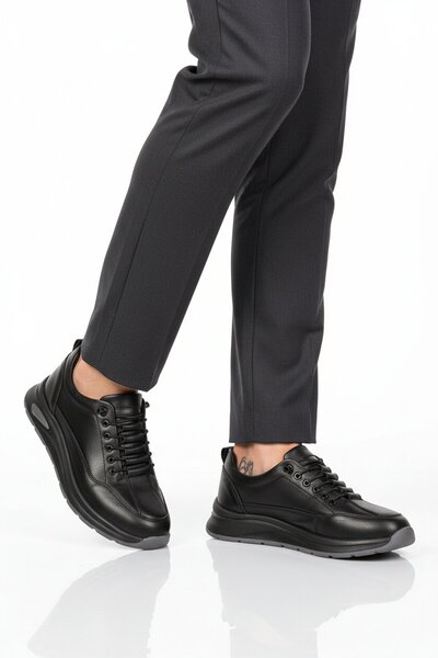 Aspor Black Genuine Leather Men's Casual Shoes