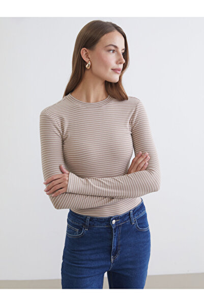 LC Waikiki Stand Collar Striped Women's Body