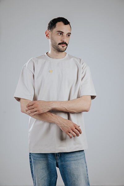 Snugface The Button Oversized Mens Tshirts, Grey, SF15-6GRY , Size-L