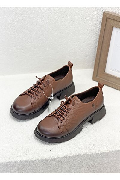 Venüs 2553801K Double Rubber Laceing Khaki Leather Thick Sole Orthopedic Dail...