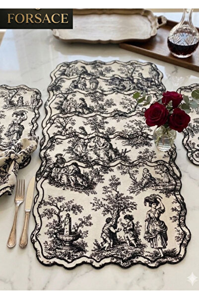 FORSACE Σετ σερβιρίσματος και διαδρομέας τραπεζαρίας 6 τεμαχίων με σχέδια Toi...