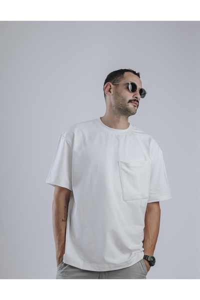 Snugface تيشيرت رجالي كبير الحجم بجيب كبير، أبيض، SF15-2WHT، مقاس-L