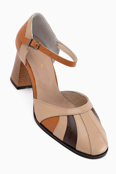 Limoya Γυναικεία πέδιλα με τακούνι Hira από γνήσιο δέρμα, μαύρισμα, με κλειστ...