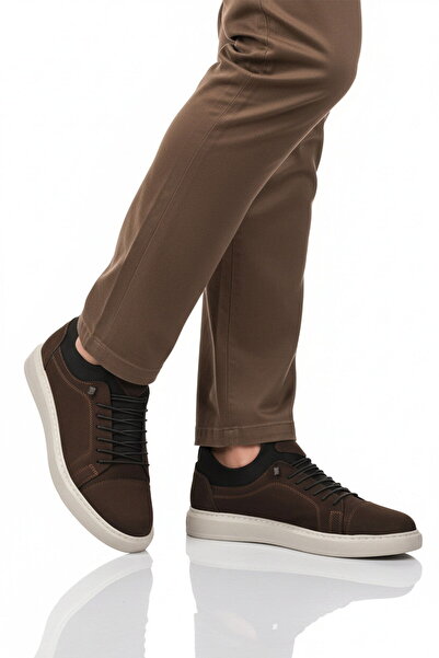 Aspor Brown Nubuck Genuine Leather Men's Casual Shoes