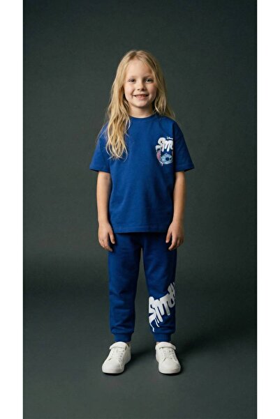 JuraKids Girl's Printed T-Shirt Tracksuit Set Summer Sports Combination