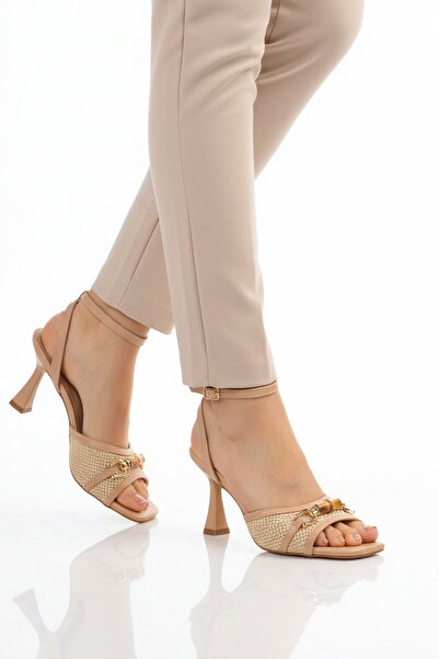 Aspor Nude Ankle Strap Women's Heeled Sandals