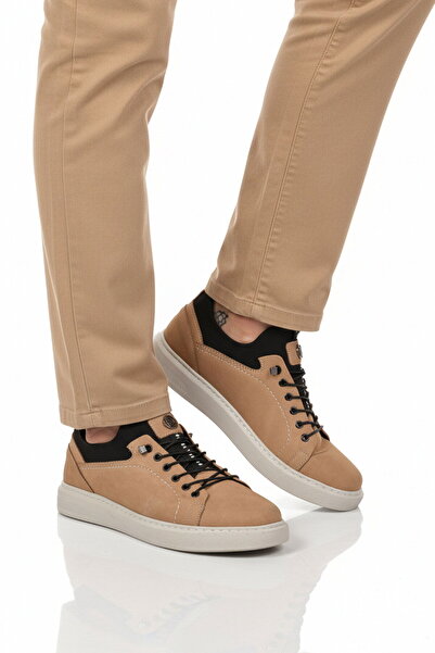 Aspor Sand Nubuck Genuine Leather Men's Casual Shoes