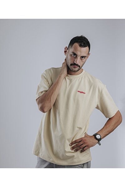 Snugface The Strap Oversized Mens Tshirts, Beige, SF15-5BEI , Size-M