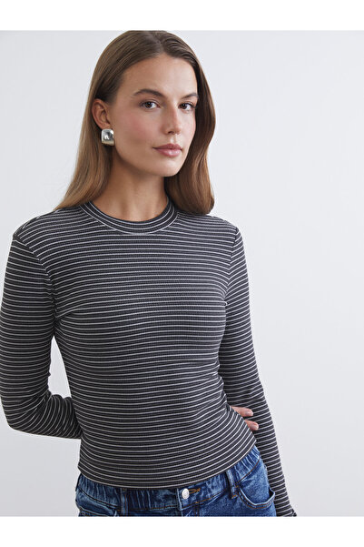 LC Waikiki Stand Collar Striped Women's Body