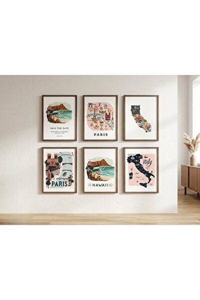 PINALE ART 6 Parça Çerçeve Görünümlü Mdf Tablo Set 13x18 cm