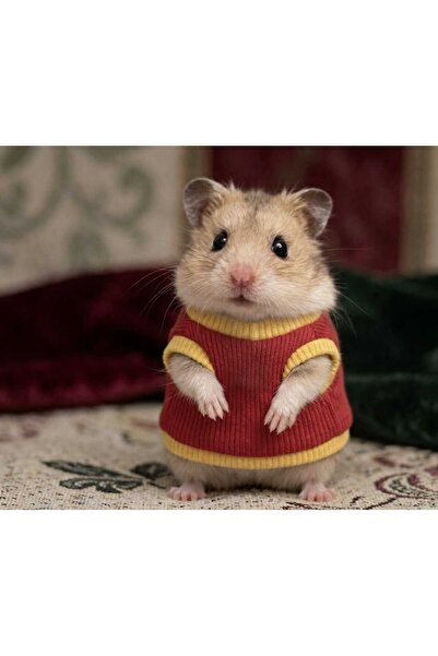 Berliva Home Kırmızı Sarı Spor Model Hamster Kazağı - Küçük Evcil Hayvan Kıya...