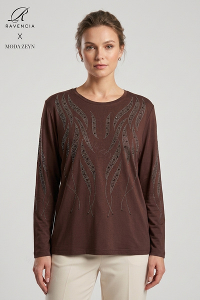 Ravencia Women's Spiral Stick Patterned Collar and Skirt, Stone Embroidered, ...