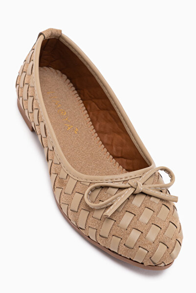 Limoya Γυναικείες μπαλαρίνες Amelia Beige Suede με φιόγκο