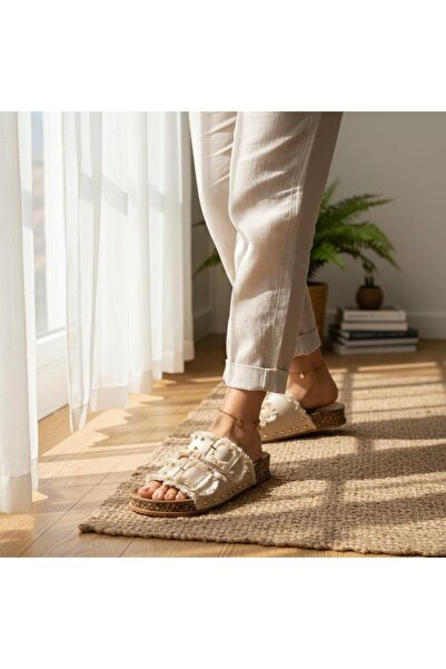 mersin md tekstil Γυναικείες ορθοπεδικές παντόφλες από ύφασμα τζιν με αγκράφα