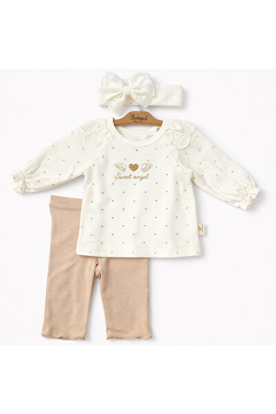 Bebelul Σετ για κορίτσια Γλυκό Άγγελος με μπλούζα, παντελόνι και κορδέλα για ...
