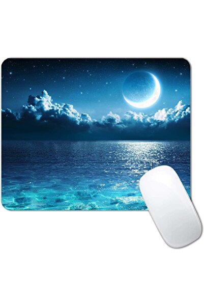 NASAQ Mouse Pad with Ocean and Moon Design