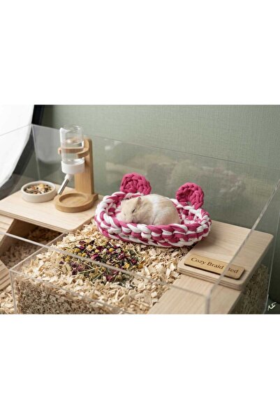 Berliva Home Kulaklı Örgü Hamster Yatağı - Penye İp Küçük Hayvan Uyku Alanı