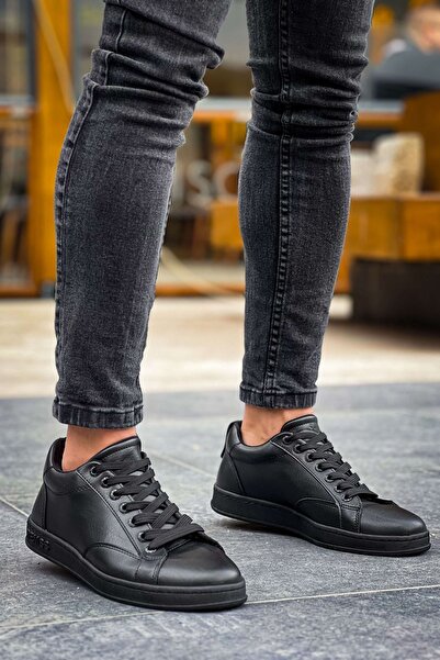 pabucmarketi Lace-Up Men's Sports Shoes Black (Black Sole)