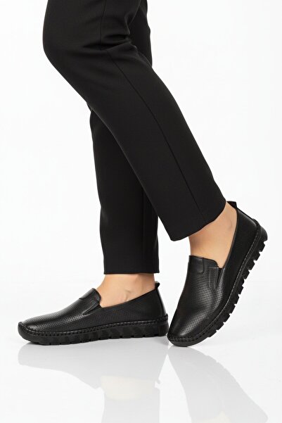 Aspor Black genuine leather women's casual shoes