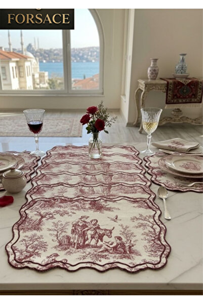 FORSACE Σετ σερβιρίσματος και διαδρομέας τραπεζαρίας 6 τεμαχίων με σχέδια Toi...