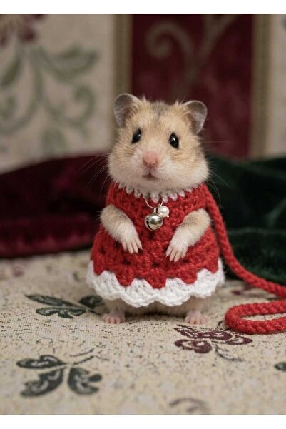 Berliva Home El Örgüsü Çanlı Hamster Kıyafeti - Küçük Evcil Hayvan Elbisesi