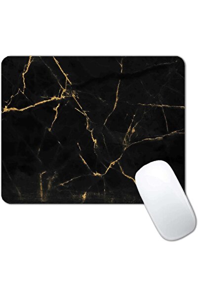 NASAQ Black with Gold Marble Mouse Pad, Modern Marbling Mousepad